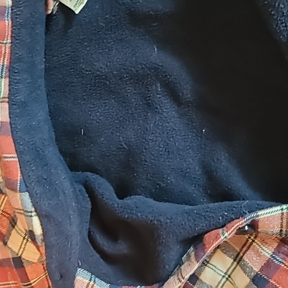 VINTAGE L.L. Bean Shacket Men's Navy Blue Plaid Fleece Line Button Jacket Size L - Picture 3 of 8